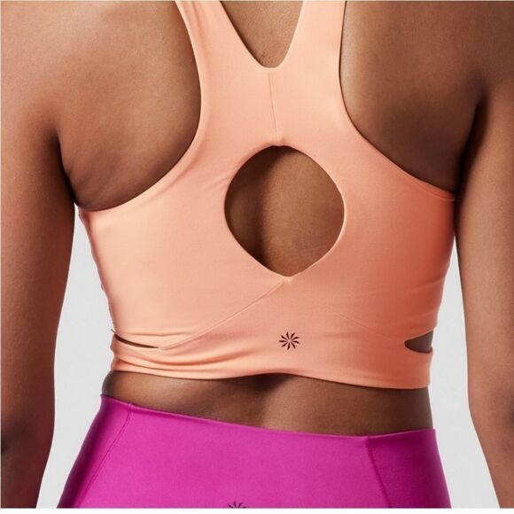 NWT Athleta Conscious Crop Cut Out Bra D-DD "Bright Peach" - Picture 4 of 12
